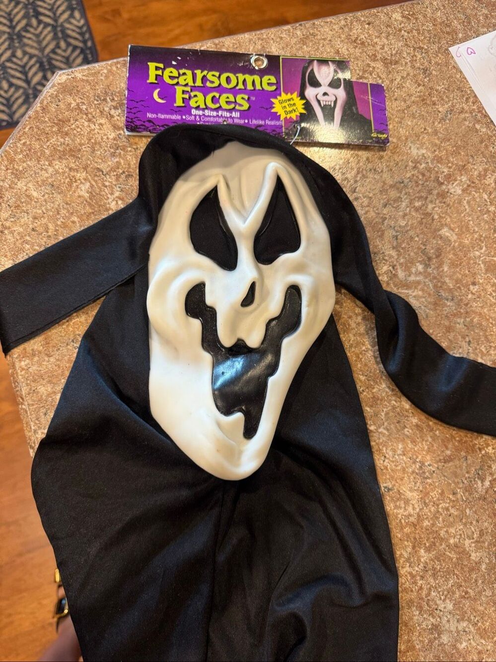 Vintage 1990s Fun World Fearsome Faces #9206 Glow in Dark Ghost Mask Tagged